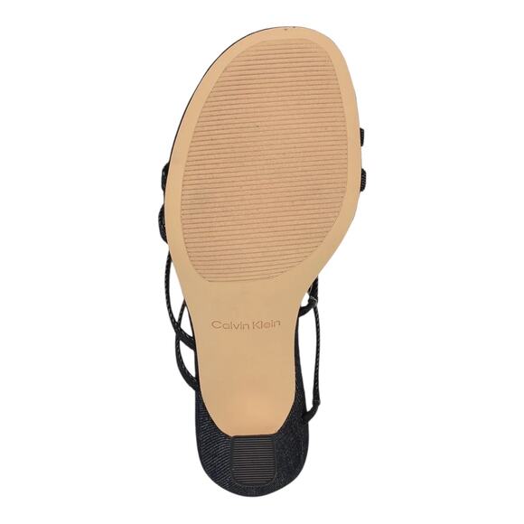 Calvin Klein Women's Jayla Strappy Tapered Heel Sandals Dark Blue Denim Size 5 - Picture 4 of 4